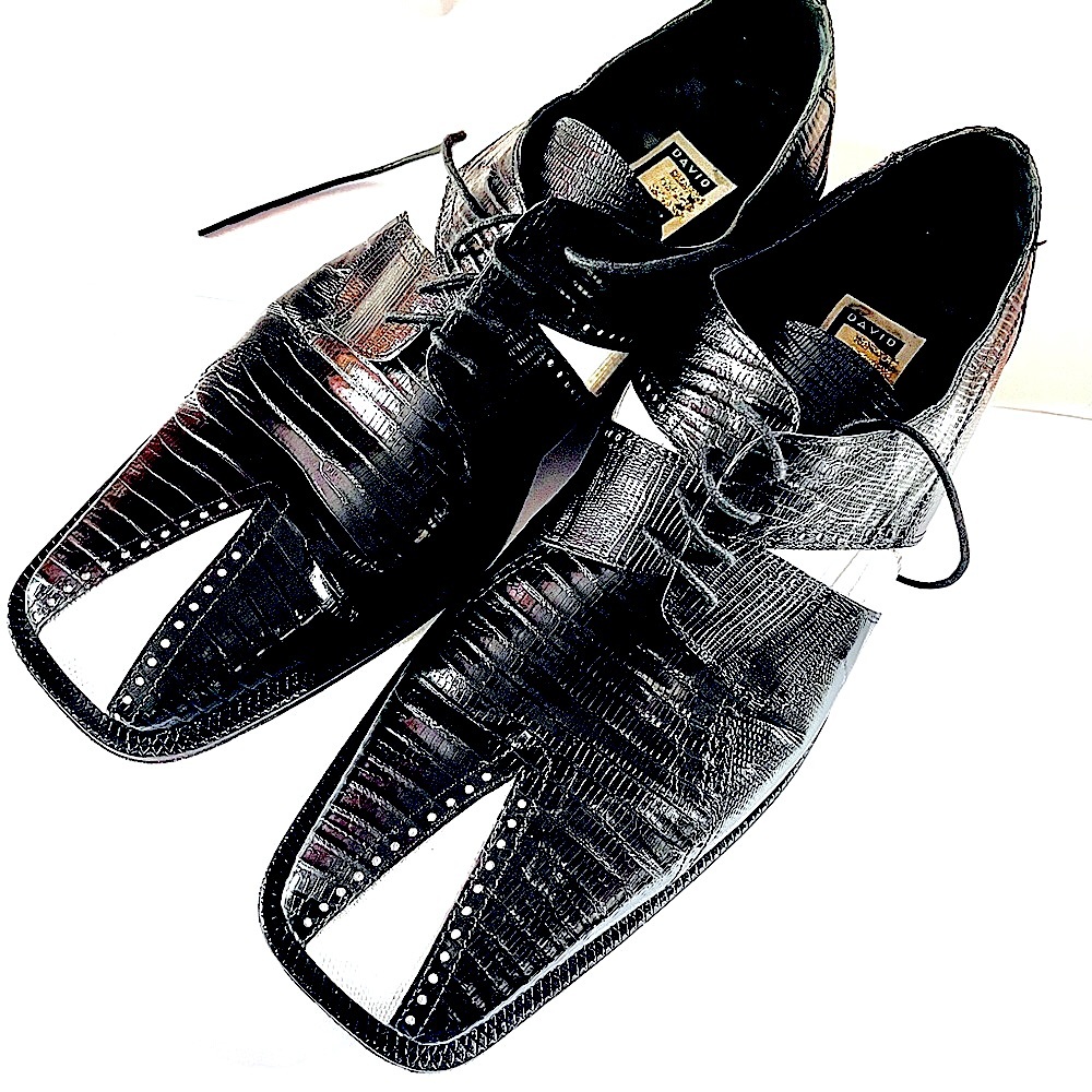 David Eden Lizard Two Tone Spectator Hand Made Black White Shoes